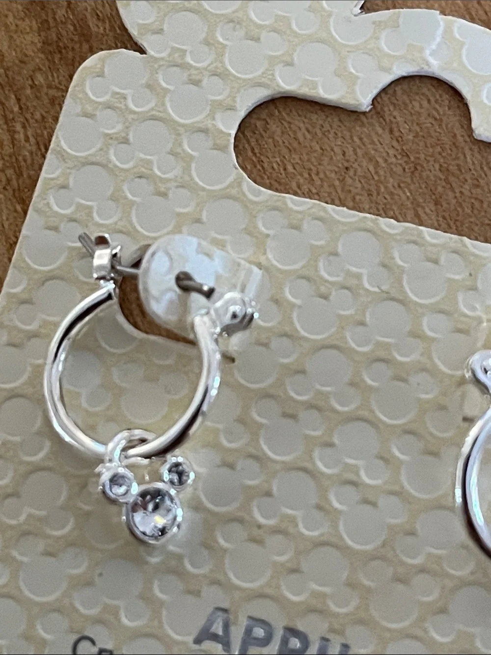 Disney Swarovski Birthstone Silver-Tone Hoop Earrings with Crystal Mickey Charm